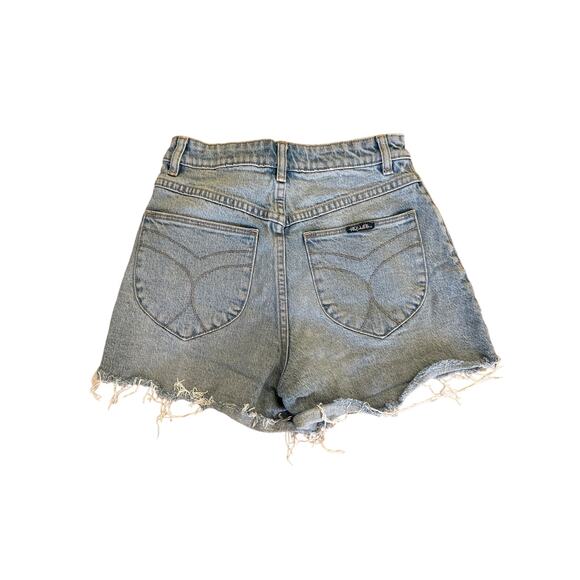 Rollas - High Waist Cut Off Shorts in Light Wash Blue - Picture 4 of 4